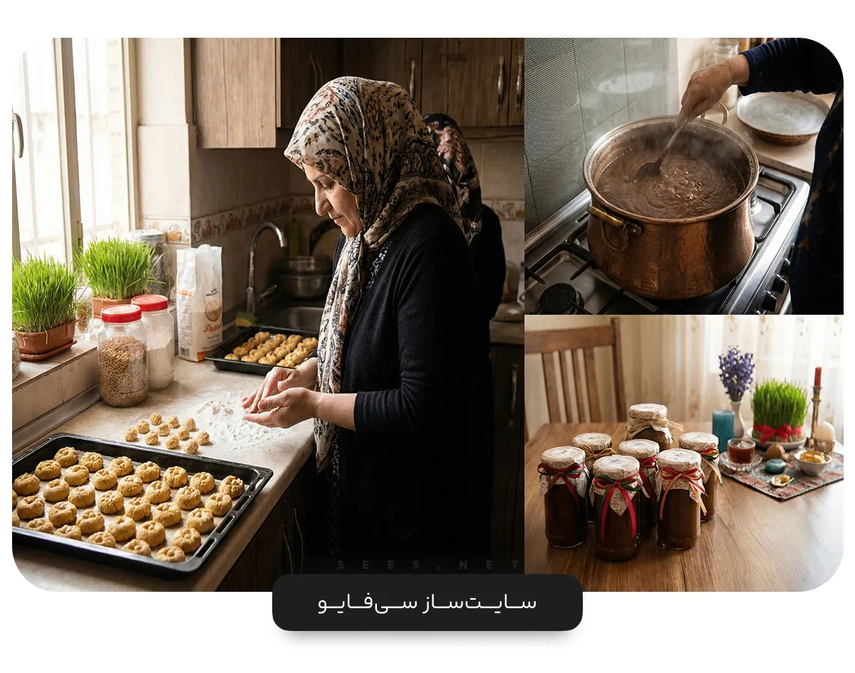 پخت شیرینی‌های مینیاتوری خانگی و تهیه سمنو در بسته‌بندی شکیل؛ یک ایده برای شب عید در حوزه خوراکی‌های ارگانیک.